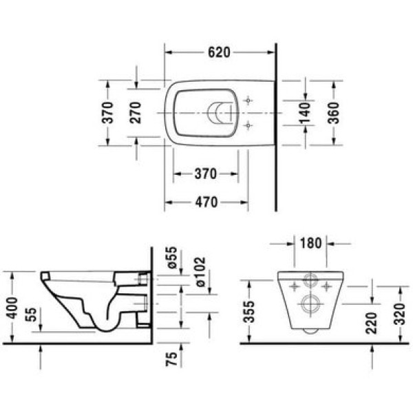 Плитка керамогранит Подвесной унитаз Duravit DuraStyle 2537090000 для пола