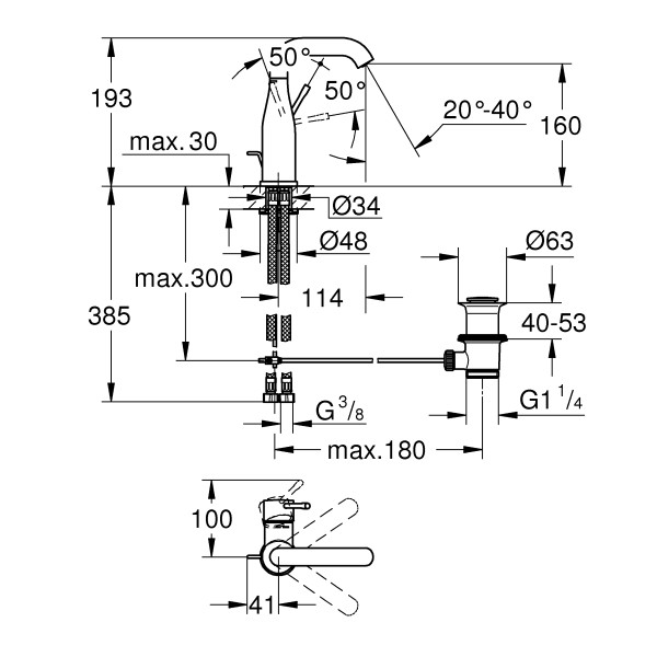 Grohe Essence Смеситель однорычажный для раковины M-Size (23462GL1)