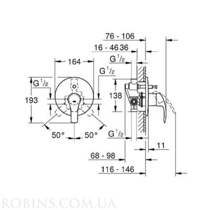 Grohe Eurosmart Смеситель однорычажный для ванны (33305002) Grohe Eurosmart Смеситель однорычажный для ванны (33305002)