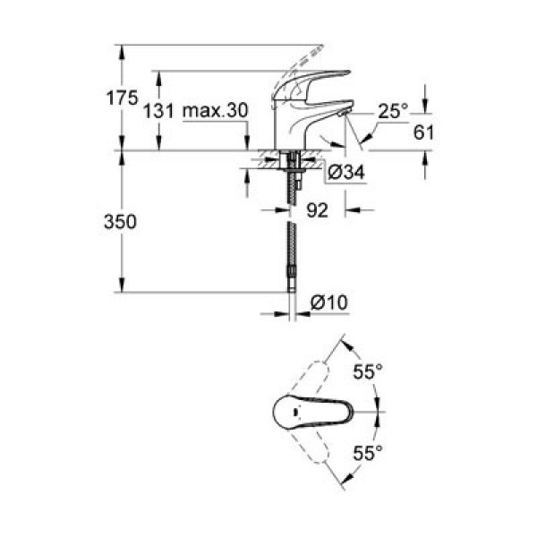 Grohe Euroeco Смеситель однорычажный для раковины S-Size (32734000)
