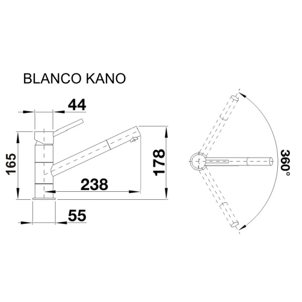 Смеситель кухонный Blanco KANO хром 521502