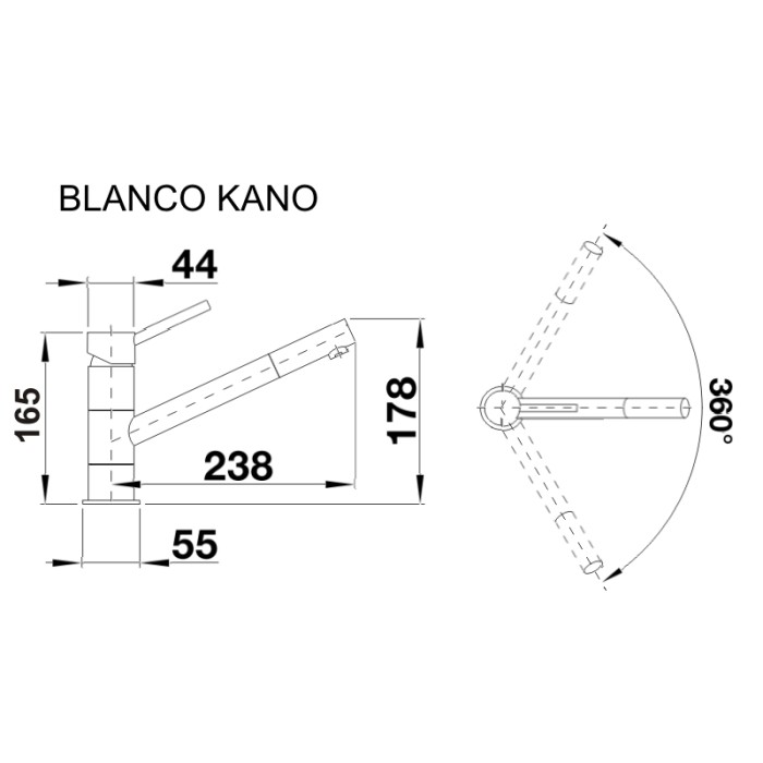 Смеситель кухонный Blanco KANO хром 521502