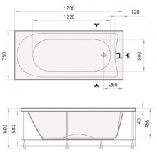 Ванна акриловая PAA Sonata 1700x750x600