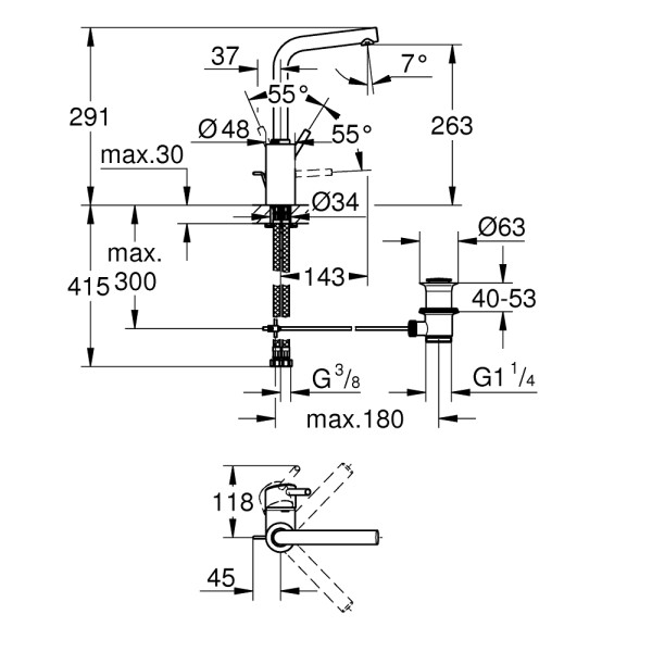 Grohe Concetto Смеситель однорычажный для раковины L-Size (23739002)