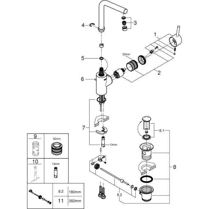 Grohe Concetto Смеситель однорычажный для раковины L-Size (23739002)