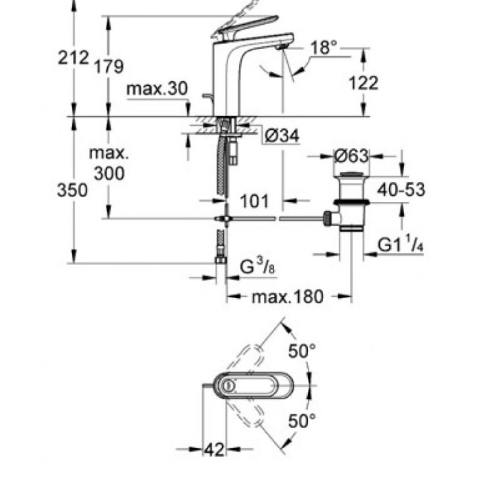 Grohe Veris Смеситель однорычажный для раковины M-Size (23064000)