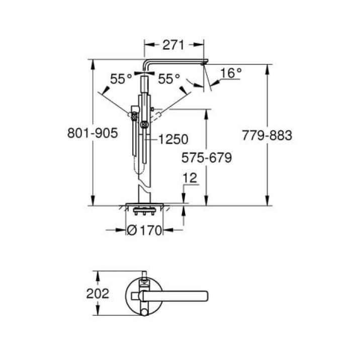 Напольный смеситель для ванны Grohe Lineare 23792001
