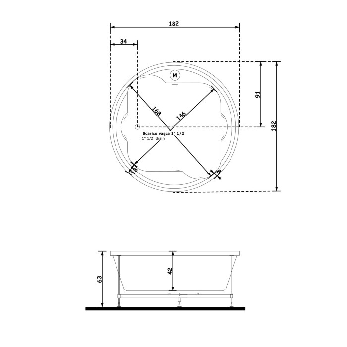 Gruppo Treesse Perla Ванна в современном стиле 182xh65 см