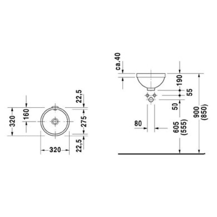 Плитка керамогранит Керамическая раковина 32 см Duravit Architec 0319270000 для пола