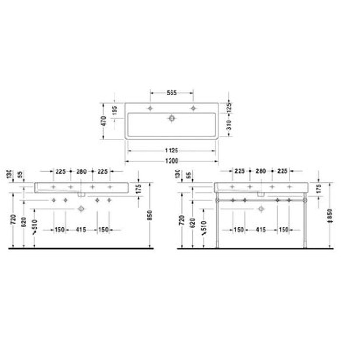 Плитка керамогранит Керамическая раковина 120 см Duravit Vero, белая 0454120072 для пола