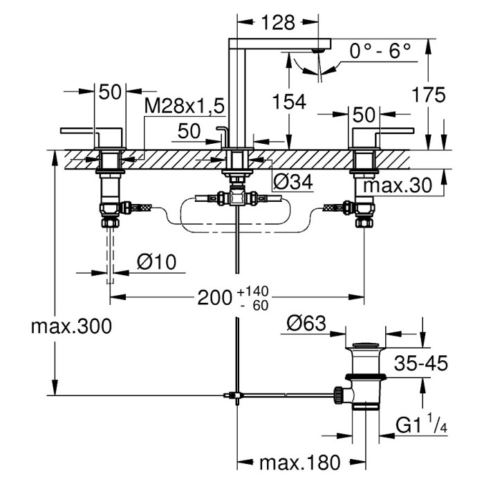 Grohe Plus Смеситель для раковины на три отверстия M-Size (20301003) Grohe Plus Смеситель для раковины на три отверстия M-Size (20301003)