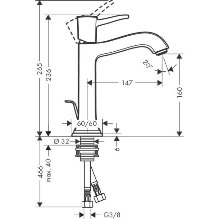Смеситель для раковины Hansgrohe Metropol Classic 160 31302000