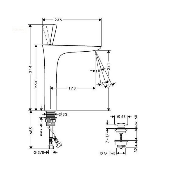 Смеситель для раковины Hansgrohe PuraVida 15072000