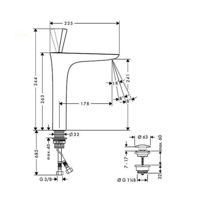 Смеситель для раковины Hansgrohe PuraVida 15072000