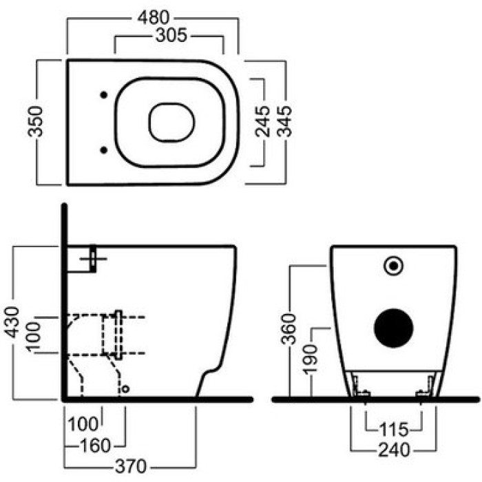 Пристенный унитаз укороченный Hatria Fusion (YxZK01)