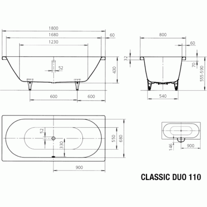 Kaldewei Classic Duo 180x80 (291000010001)