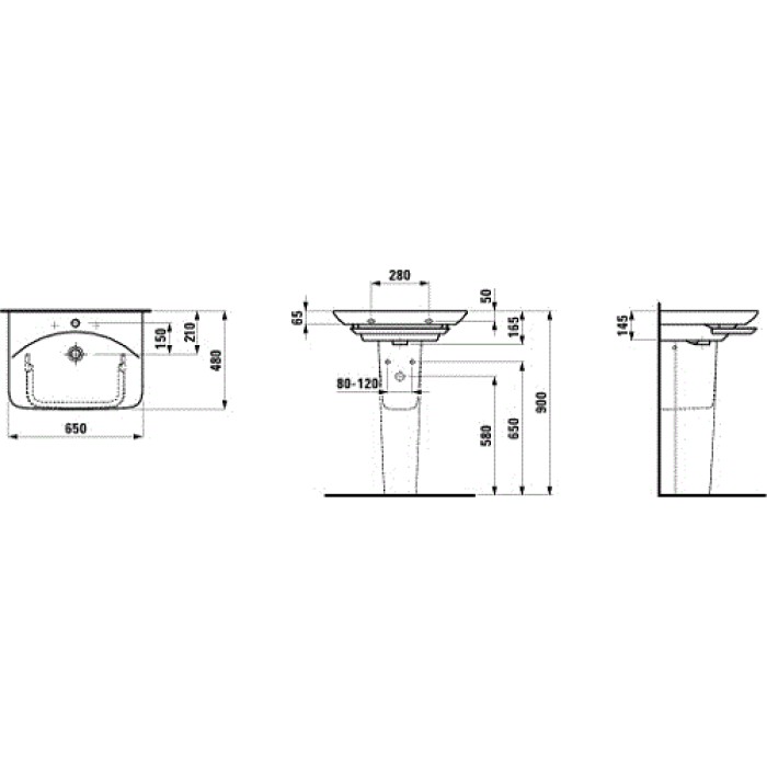 Умывальник Laufen Palace 65 см H8107030001041 Умывальник Laufen Palace 65 см H8107030001041