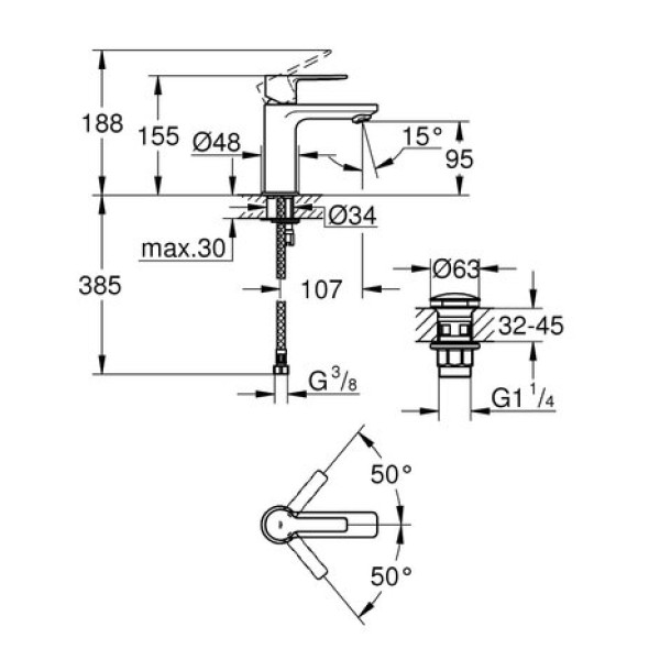 Смеситель для раковины GROHE Lineare xS-Size 23791DC1