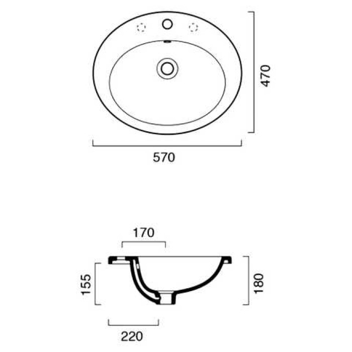 Керамическая раковина 57 см Catalano Incasso