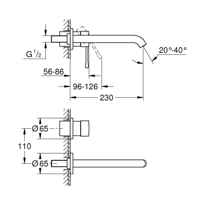 Grohe Essence Смеситель для раковины на два отверстия L-Size (19967AL1)