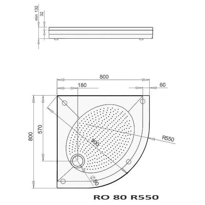Душевой поддон РАА ART RO 80 R550 Душевой поддон РАА ART RO 80 R550