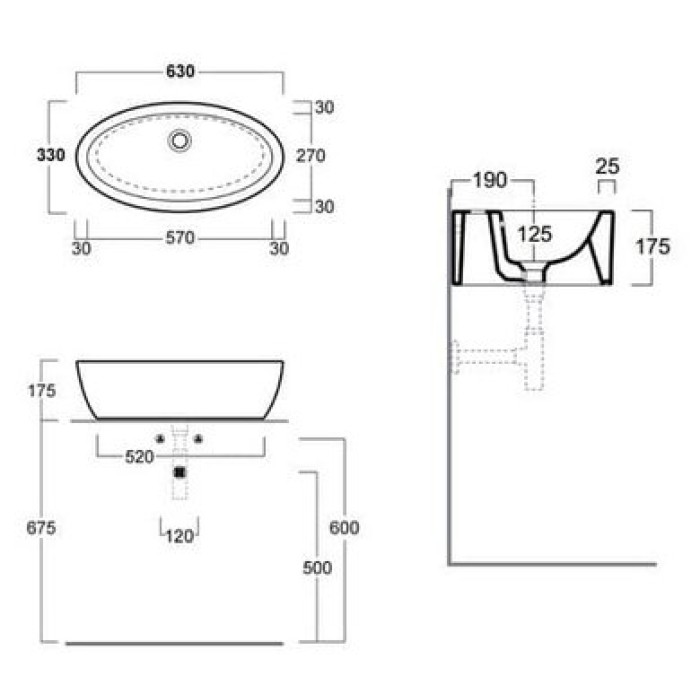 Керамическая раковина 63 см Simas LFT Spazio LFT 64