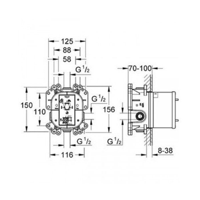 Grohe GROHE Rapido E Универсальный однорычажный смеситель скрытого монтажа (35501000) Grohe GROHE Rapido E Универсальный однорычажный смеситель скрытого монтажа (35501000)