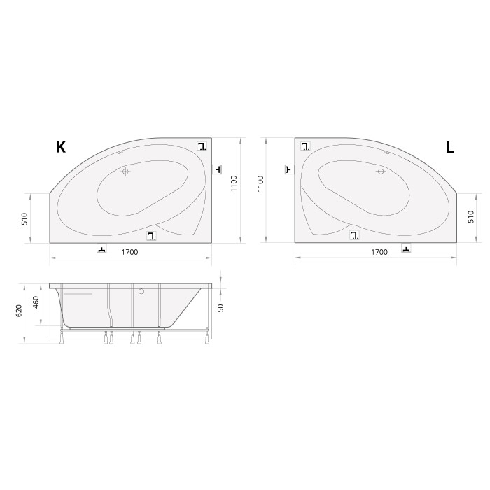 Ванна акриловая PAA Cello L 1700x1100x630 Ванна акриловая PAA Cello L 1700x1100x630