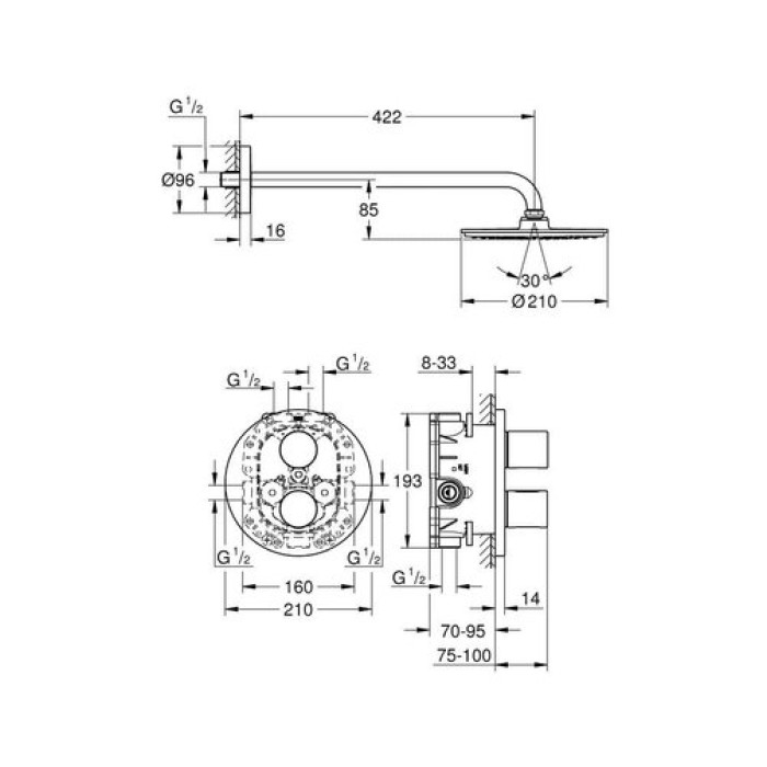 Душевая система Grohtherm 3000 Cosmopolitan с душем Rainshower Cosmopolitan 210 (26262000)