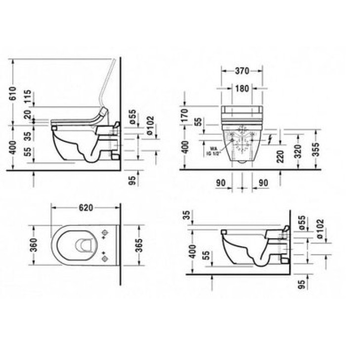 Плитка керамогранит Подвесной унитаз Duravit Starck 3 SensoWash 2226590000 для пола