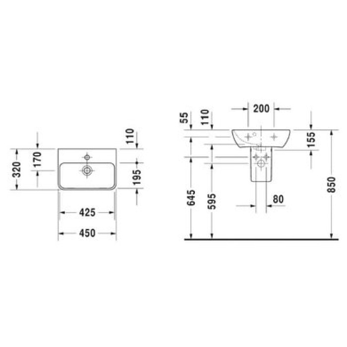 Плитка керамогранит Керамическая раковина 45 см Duravit ME by Starck 0719450000 для пола Плитка керамогранит Керамическая раковина 45 см Duravit ME by Starck 0719450000 для пола