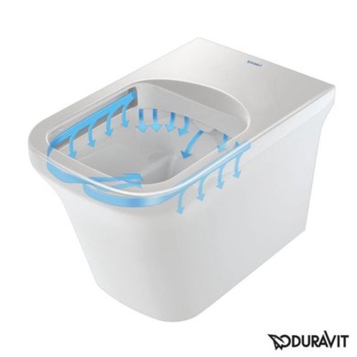 Плитка керамогранит Пристенный унитаз безободковый Duravit Rimless P3 Comforts 2166090000 для пола