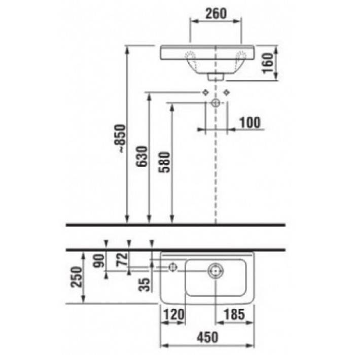 Раковина JIKA CUBITO H8114230001051 смеситель слева