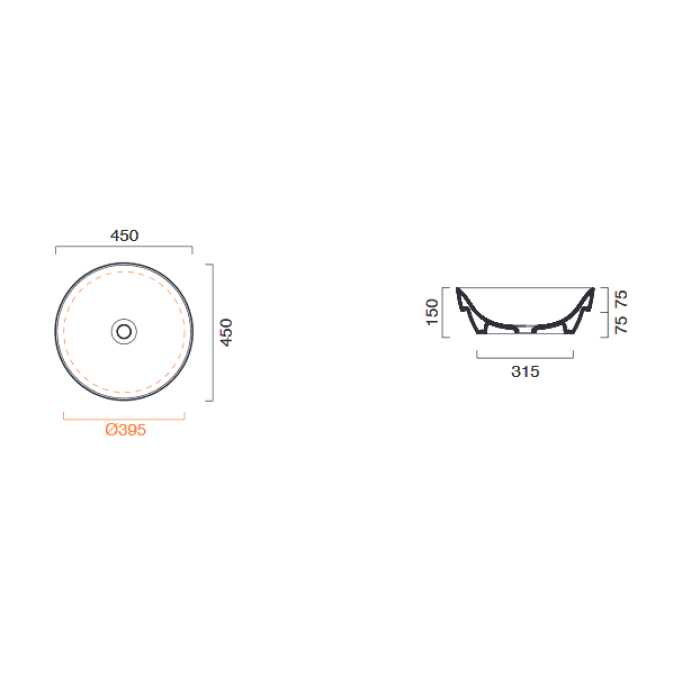 Керамическая раковина 45 см Catalano Sfera