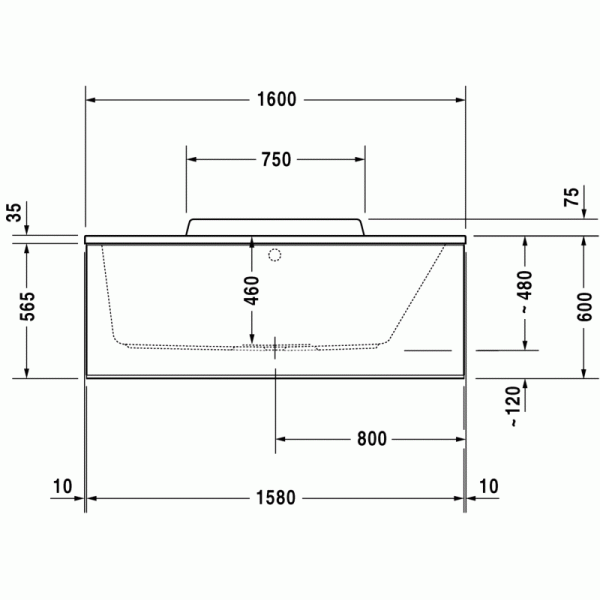 DuraStyle ванна прямоугольная 160 см 700293000000000 в интернет-магазине «Estet Room»