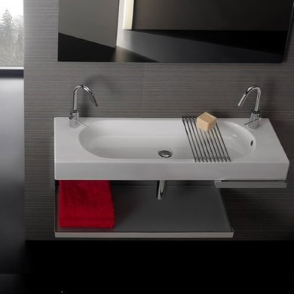Керамическая раковина 110 см Hatria Area, белый (YxNG01)