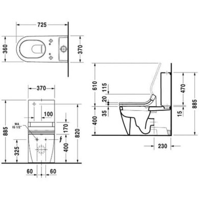 Плитка керамогранит Чаша унитаза Duravit Starck 2 SensoWash 2129590000 для пола