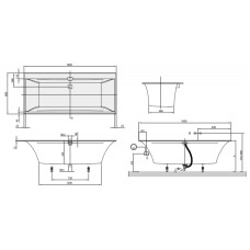 Ванна квариловая Villeroy&Boch Squaro Edge 12 UBQ180SQE2DV-01 + ножки и система слива-перелива