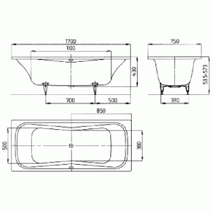 Ванна стальная Kaldewei DYNA DUO MOD.610 170X75СМ 216015320001 толщина 3.5мм