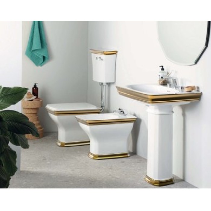 Напольный унитаз Artceram Civitas (CIV003 01;91) white glossy/gold stripe