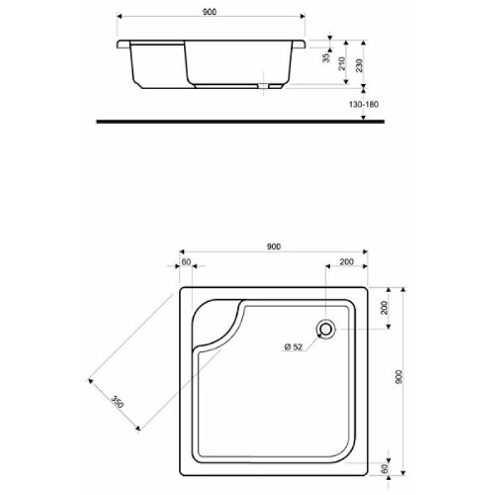 Душевой поддон KOLO DEEP 90x90 xBK0390000