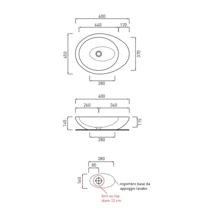 Керамическая раковина 60 см Cielo Le Giare