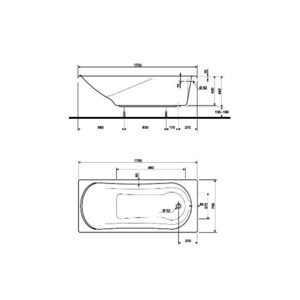 Ванна акриловая Kolo Comfort 170 XWP3070 170x75 с ножками