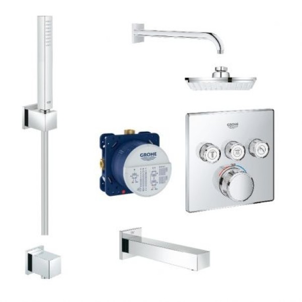 Плитка керамогранит Grohe Grohtherm SmartControl Cube Душевая система скрытого монтажа 23409SC2 для пола