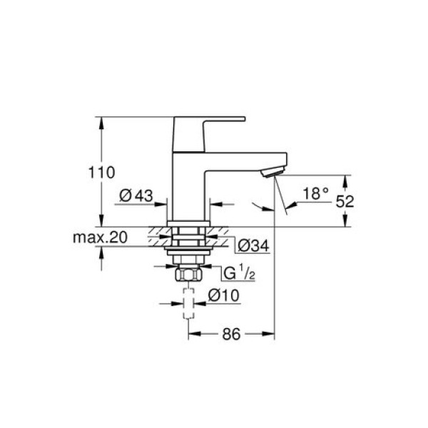Смеситель для раковины Grohe Eurocube xS-Size 23137000
