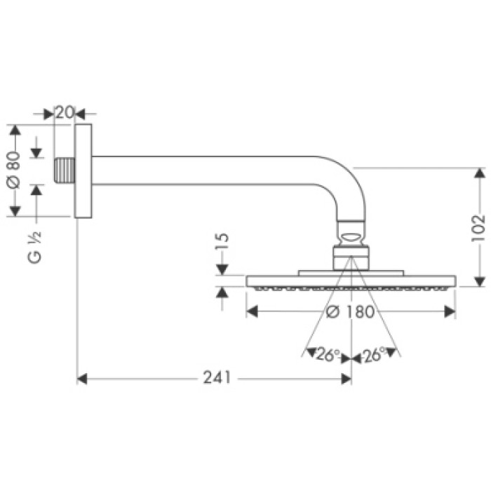 Верхний душ Hansgrohe Raindance S 180 Air 1jet 27476000