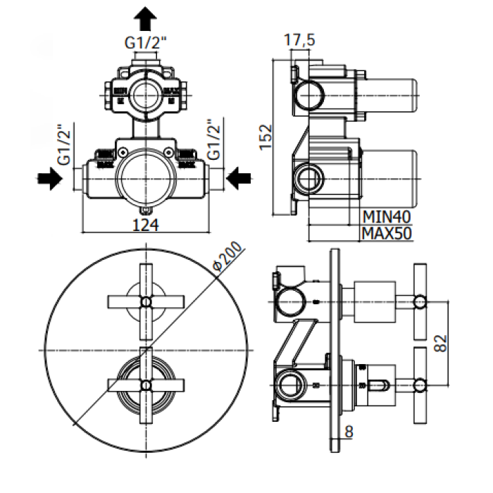 Термостатический смеситель Paffoni Quattro (QTV013CR) Термостатический смеситель Paffoni Quattro (QTV013CR)