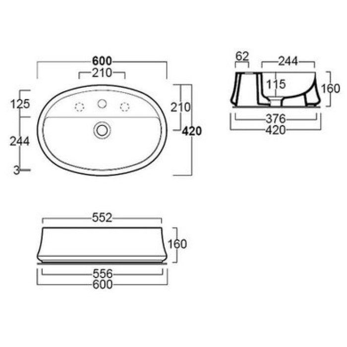 Керамическая раковина 60 см Simas Sharp SH 05