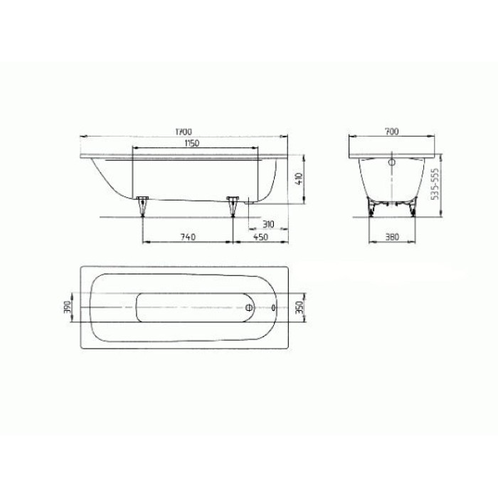Ванна KALDEWEI SANIFORM PLUS 170 x 70 111800010001 Ванна KALDEWEI SANIFORM PLUS 170 x 70 111800010001