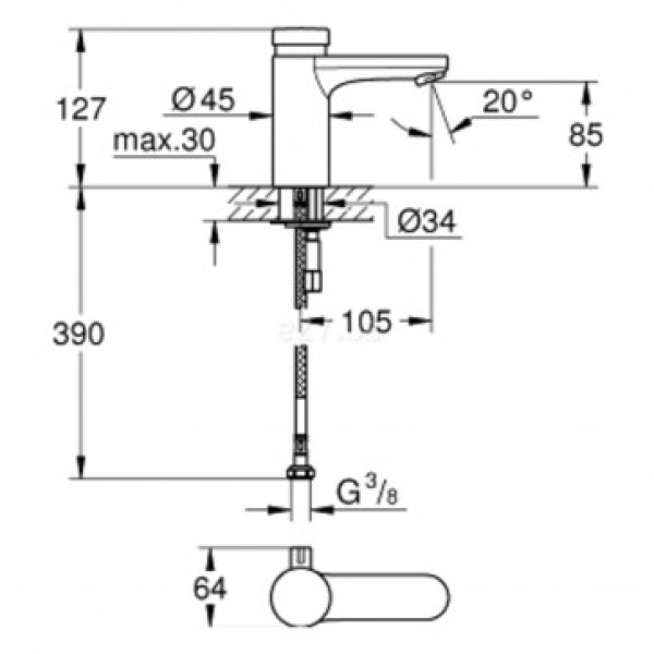 Grohe Eurosmart Cosmopolitan T Автоматический смеситель для раковины со смешиванием (36317000)